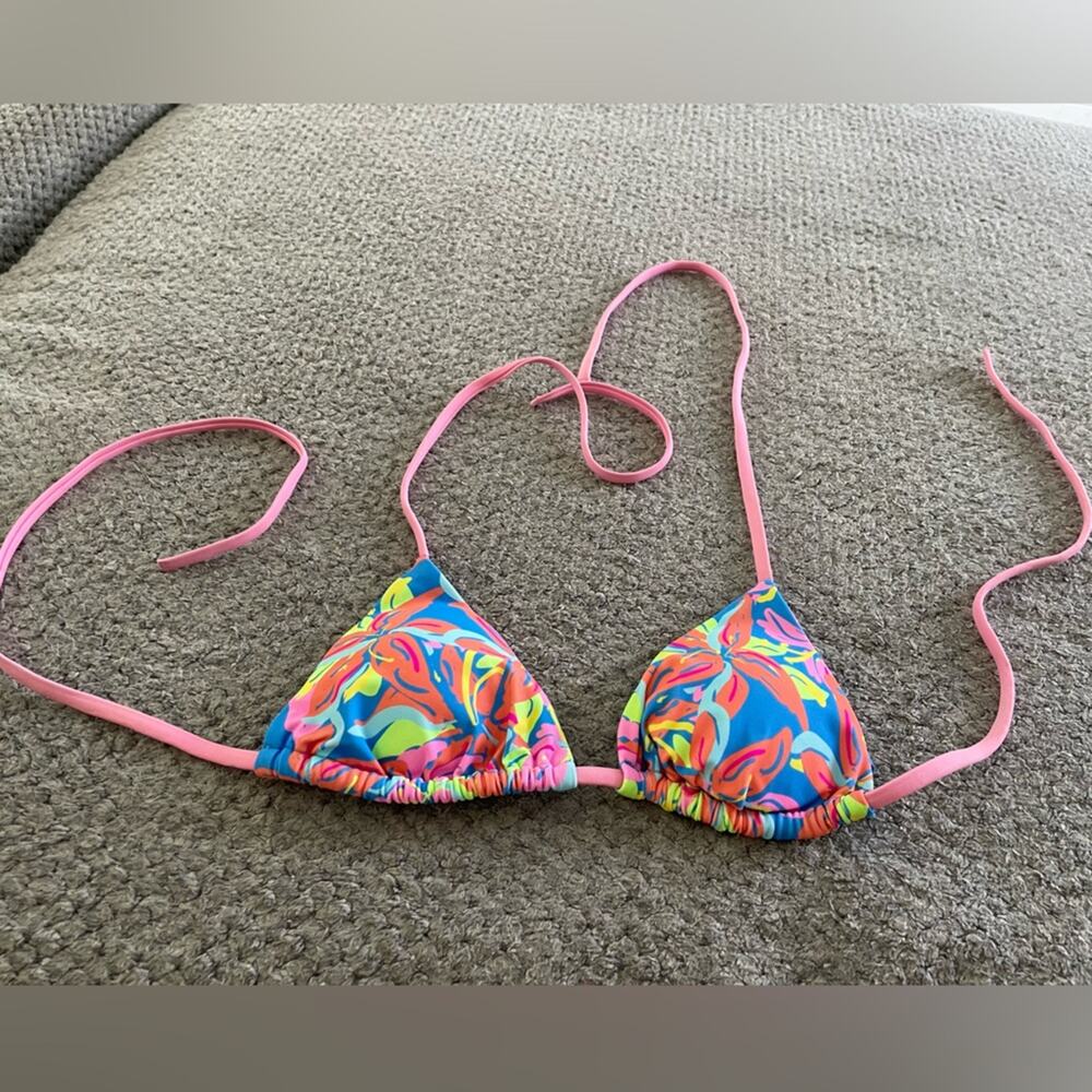 Princess Polly Brand Women's XS/SMALL Vibrant Pink & Blue String Bikini Top ONLY